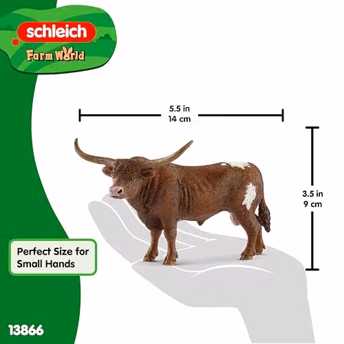Schleich Farm World Texas Longhorn Bull Toy Figurine, Brown and Multicolour – 4