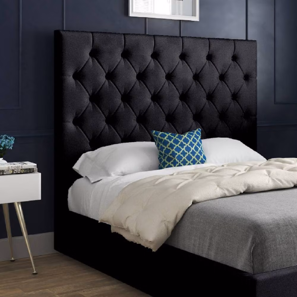 Casani Craster Chesterfield Upholstered Velvet Bed Frame, Black, W/D/H: 180 x 200 cm – 4