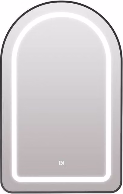 KEEPREAPER Black Arched LED Mirrored Bathroom Cabinet with Glass Shelves and Sensor Switch, W/D/H: 51 x 13 x 80 cm