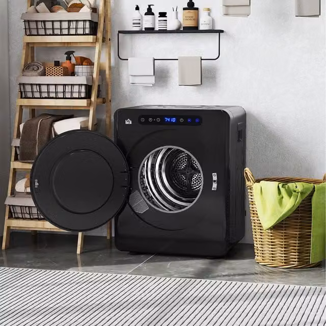 HOMCOM 4kg Portable Vented Front Loader Tumble Dryer in Black
