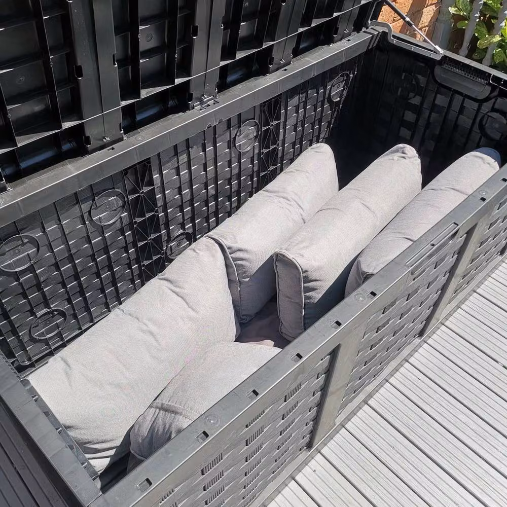 FORGEVIO Modern Garden Storage Box with Sit-on Lid in Matt Black – 3