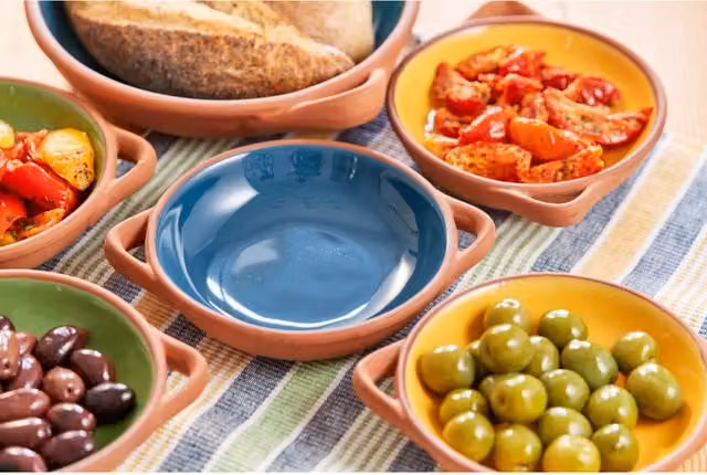 Dexam Sintra Small Glazed Terracotta Tapas Dip Bowl, Ink Blue, Set of 2