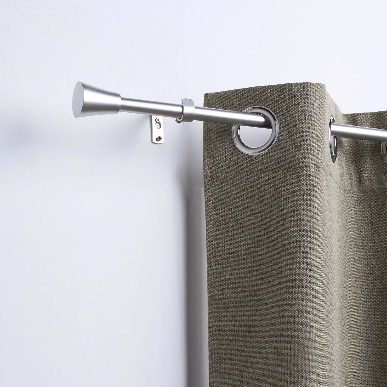 OHS Extendable Metal Trumpet Curtain Pole with Finials and Brackets, Silver – 3