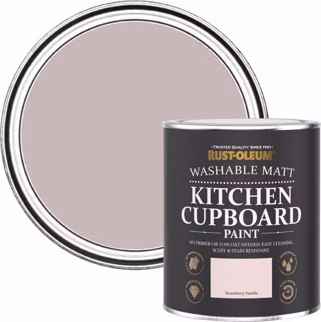 Rust-Oleum Strawberry Vanilla Pink Kitchen Cupboard Paint with Matt Finish, 750ml – 1