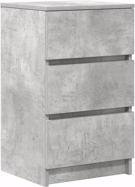Berkfield Home Bedside Cabinet with 3 Drawers in Concrete Grey, W/D/H: 39 x 35 x 65 cm