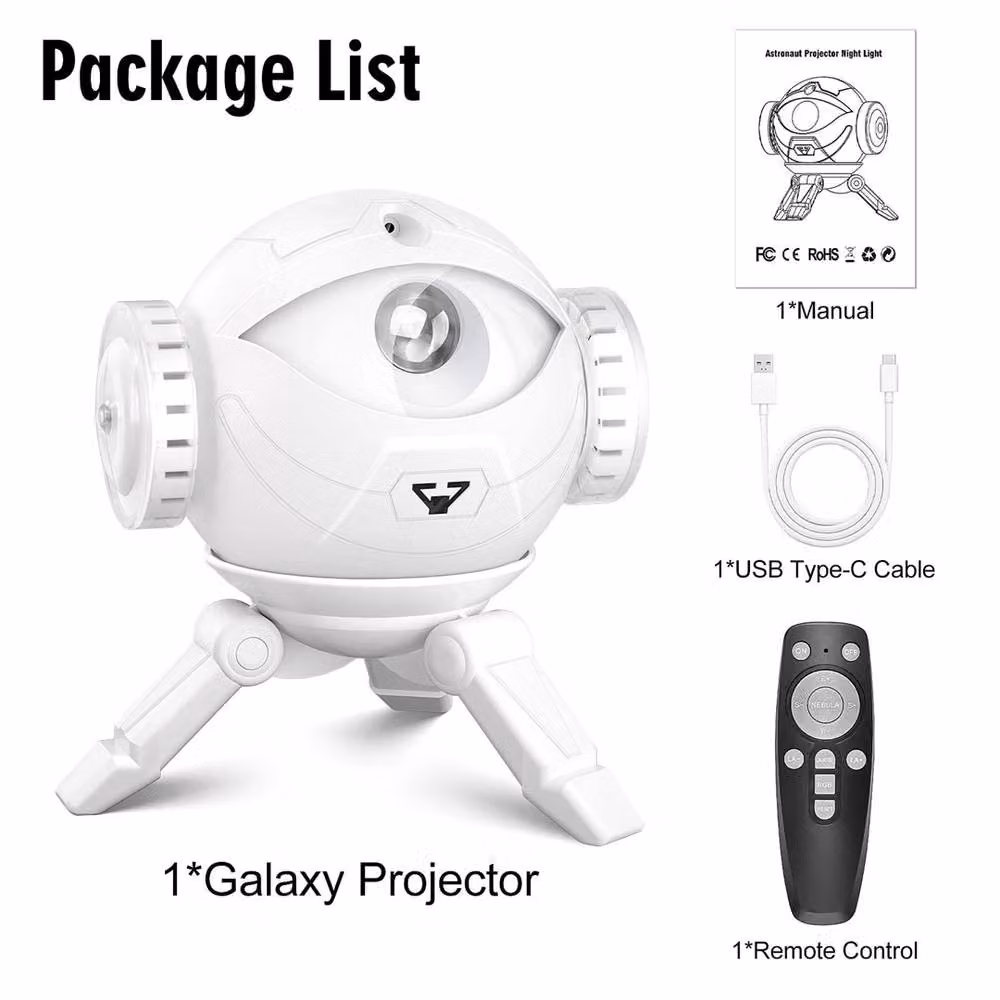 Nordara Galaxy Star Projector Night Light for Kids Room Decor, White – 5