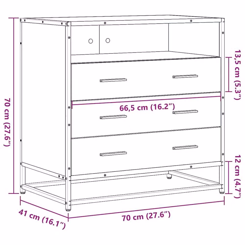 Berkfield Home Grey Sonoma Drawer Cabinet W/D/H: 70 x 41 x 70 cm – 5