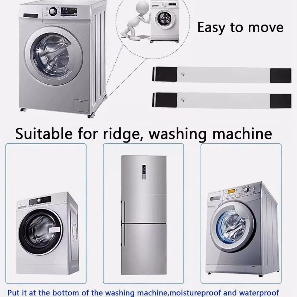 VOGREX 2 Pack Heavy Duty Washer Dryer Roller Trolley Stand, White – 3