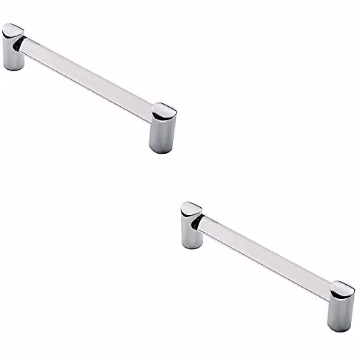 Loops 2 Pack Round Tube Bar Pull Handles in Clear and Chrome, 148 x 16 mm with 128 mm Fixing Centres