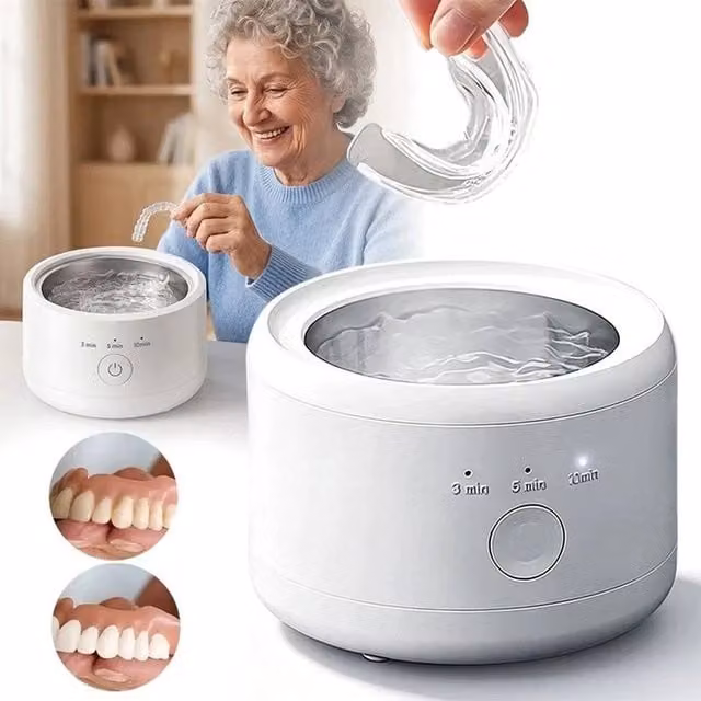 NESTLUNE 20W Professional Ultrasonic Denture Cleaner in White, W: 100 cm, D: 15 cm – 1