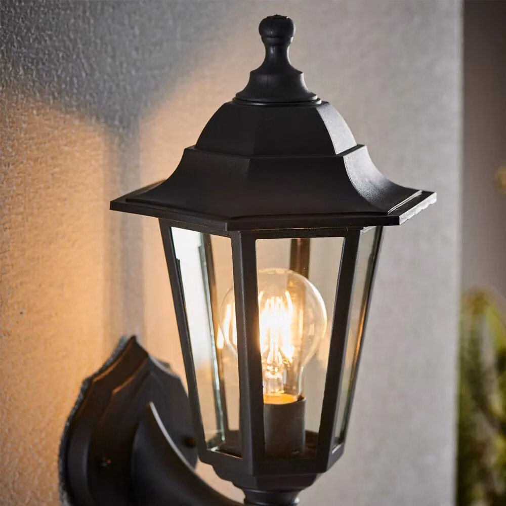 Loops 2 Pack Black IP44 Outdoor Wall Lantern with Transparent Glass – 4