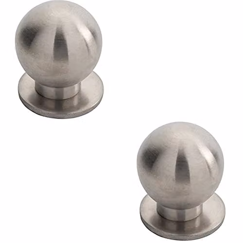 Loops 2 Pack Brushed Stainless Steel Small Solid Ball Cupboard Door Knobs in Silver