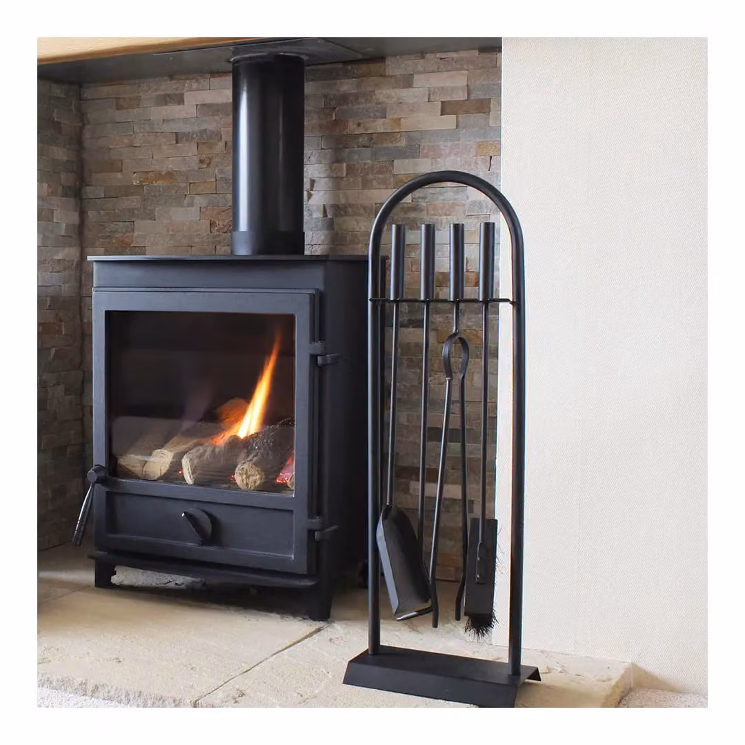 JVL Lambeth 4 Piece Fireside Companion Set with Stand in Black H: 66.0 cm, W: 23.0 cm – 3