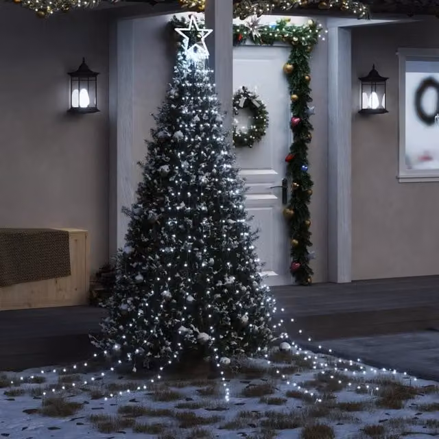 Berkfield Home Christmas Tree Lights with 320 Cold White LEDs, 375 cm – 1