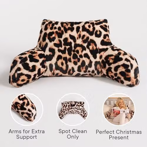 OHS Plush Fleece Reading Pillow with Arm Support for Adults, Beige Multicolour, 65 x 40 cm – 4