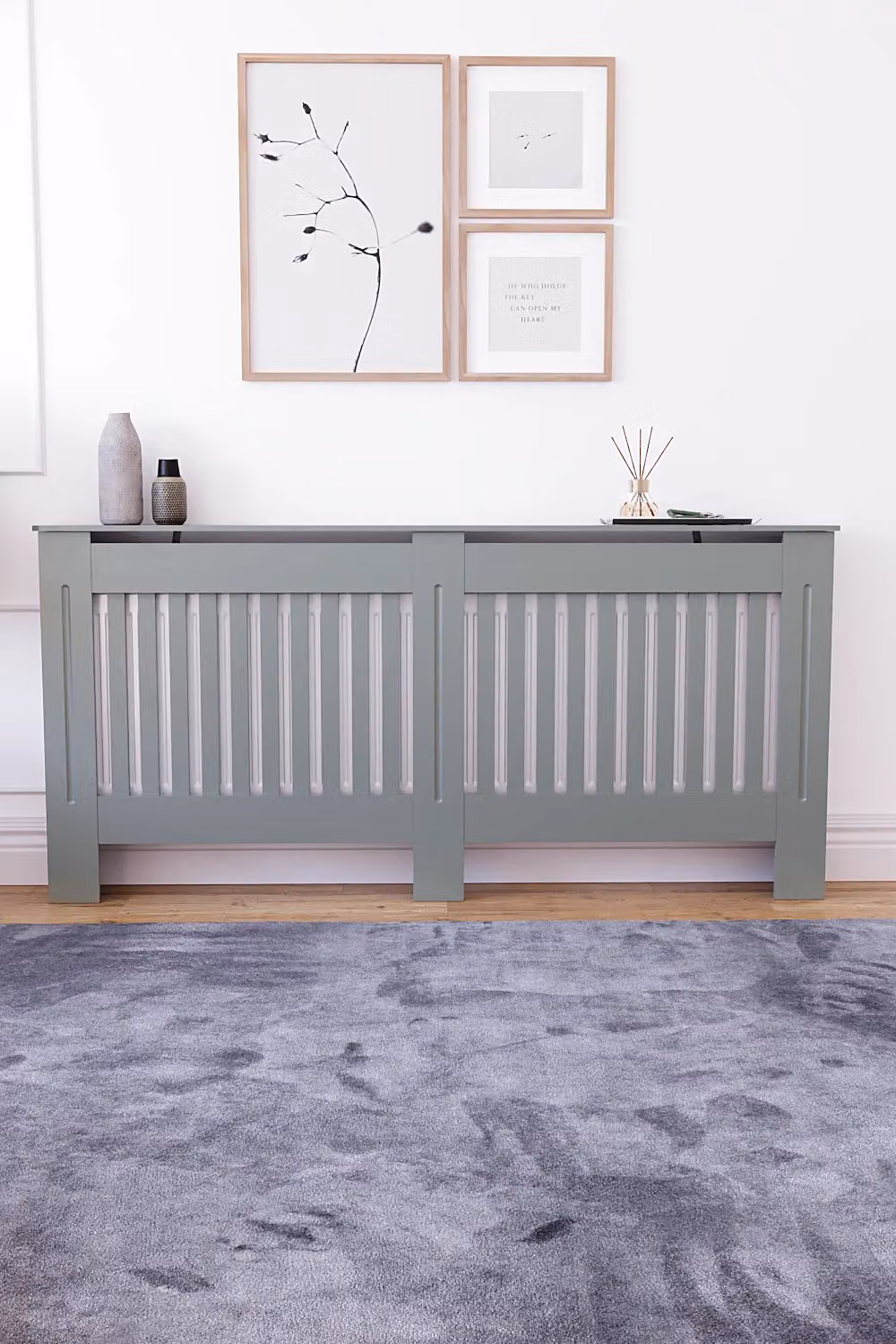 Vida Designs Chelsea MDF Radiator Cover in Grey, H x W x D: 82 x 172 x 19 cm – 3
