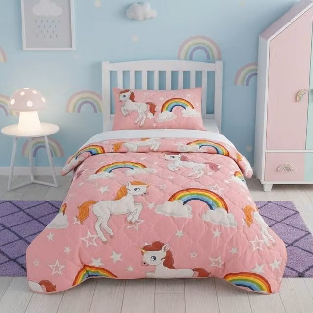 Snug City Unicorn Throw Blanket for Kids in Pink, W: 150 cm, D: 200 cm – 1