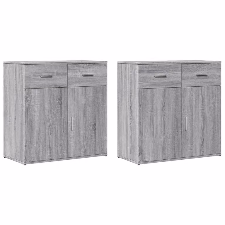 Berkfield Home Set of 2 Grey Sonoma Sideboards, W/D/H: 79 x 38 x 80 cm