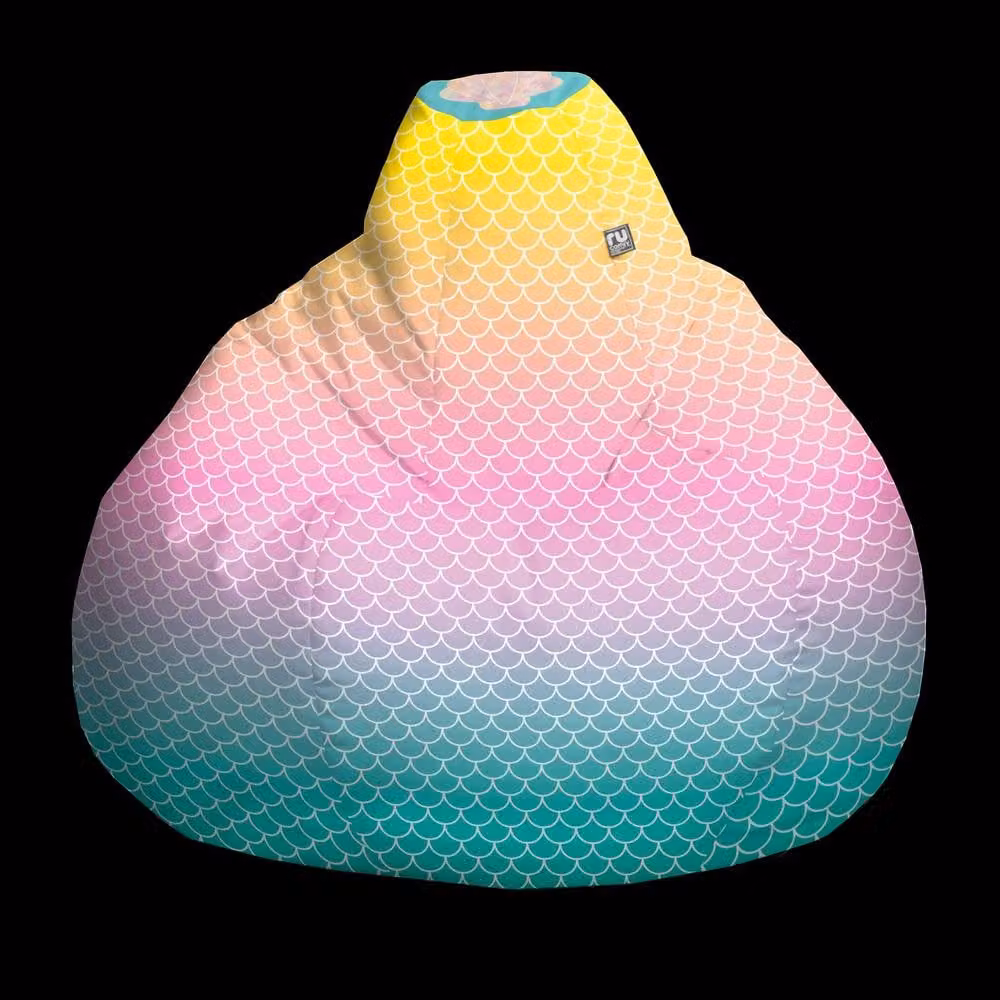 rucomfy Indoor Mermaid Bean Bag Chair in Blue and Multicolour Geometric Fabric for Children and Teenagers – 2