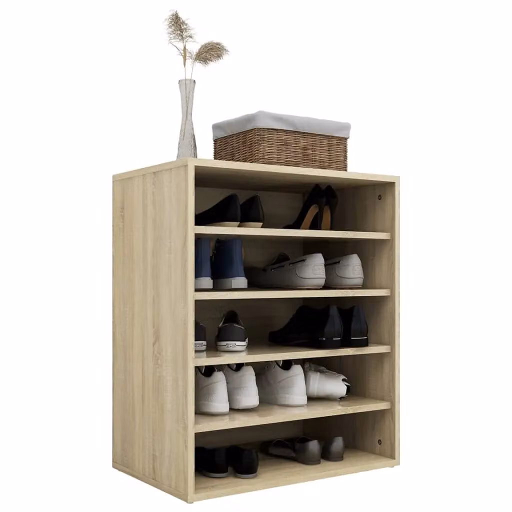 Berkfield Home Sonoma Oak Shoe Cabinet in Brown and Beige, W/D/H: 60 x 35 x 70 cm – 3