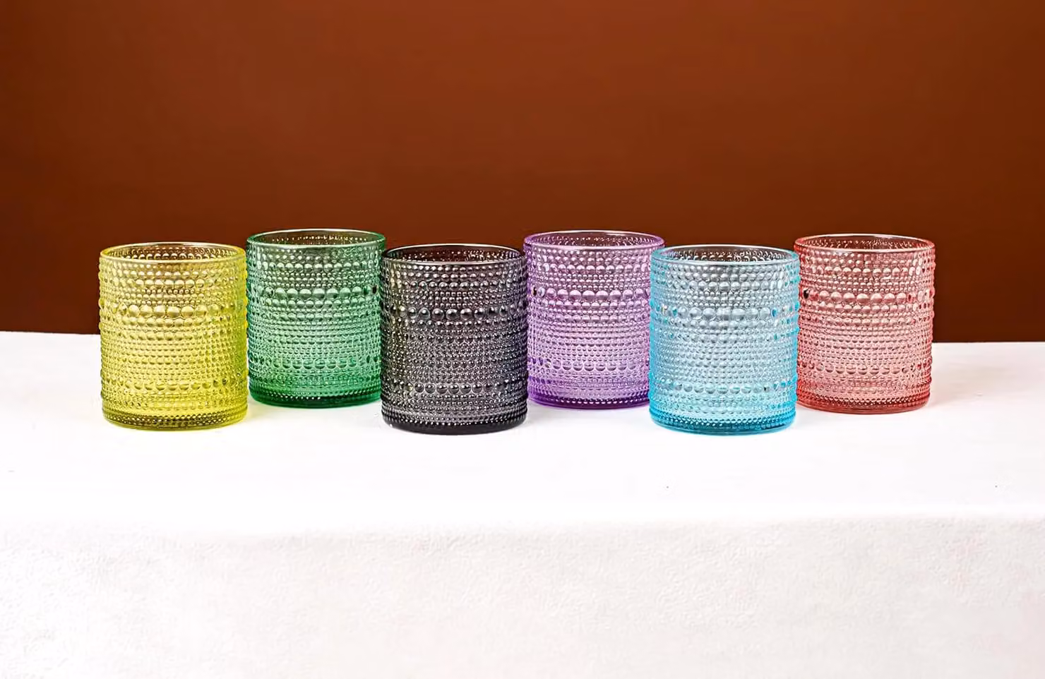 Simpa 6-Piece Retro Beaded Multicolour Drinking Glass Tumbler Set, 350ml per glass – 2
