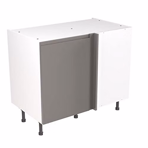 KITCHEN KIT Flatpack Blind Corner Base Cabinet with J-Pull Doors in Matt Dust Grey, W/D/H: 100 x 87 x 87 cm
