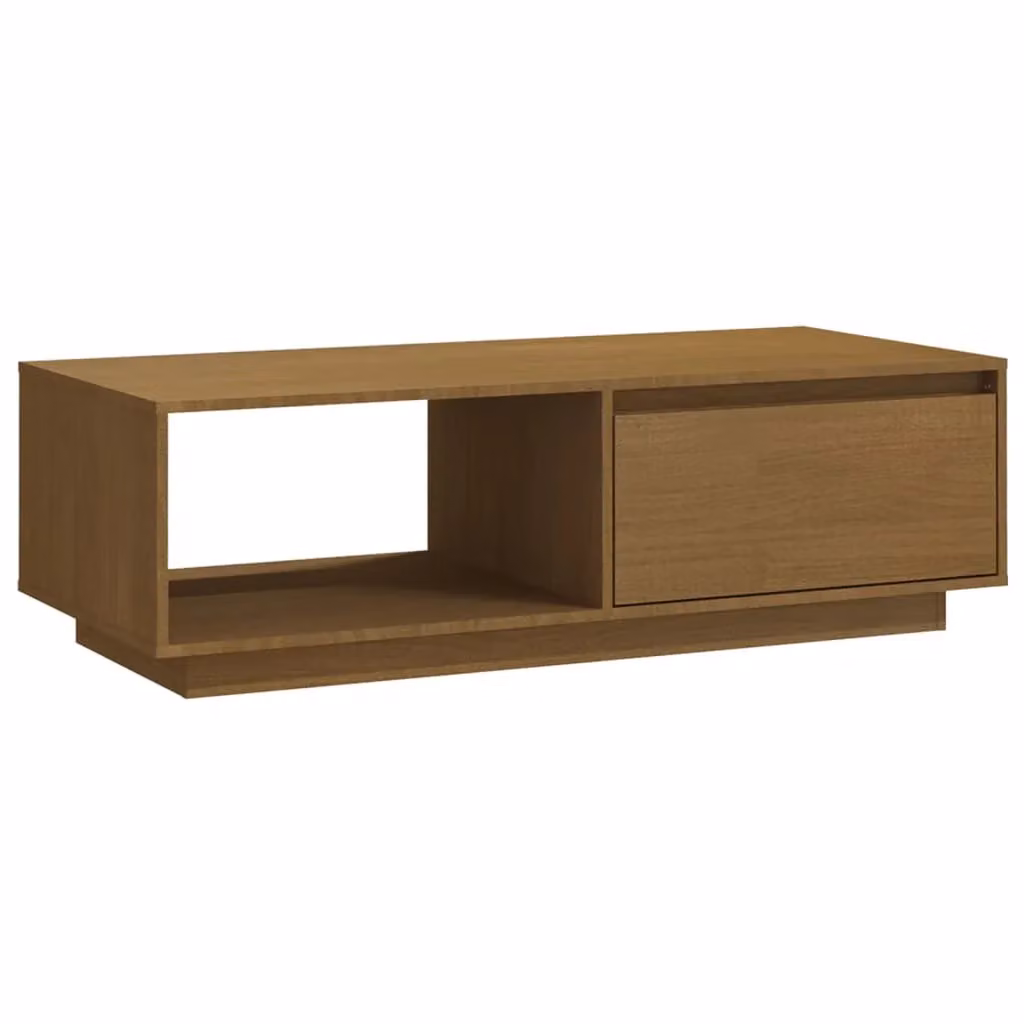 Berkfield Home Modern Rectangular Coffee Table in Honey Brown Solid Pinewood, W: 110 cm, D: 50 cm, H: 33.5 cm – 2
