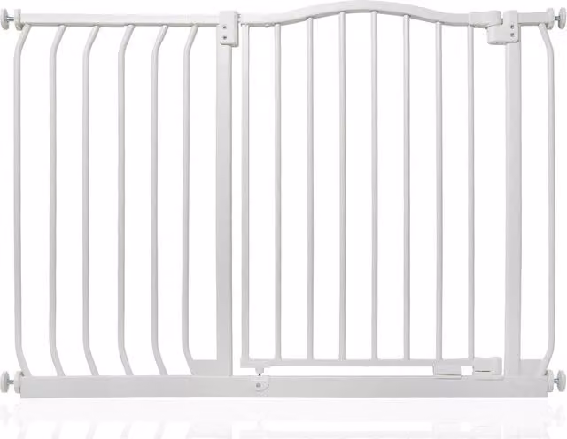 Safetots Curved Top Safety Gate in Matt White, Extendable and No-Drill for Doors and Stairs