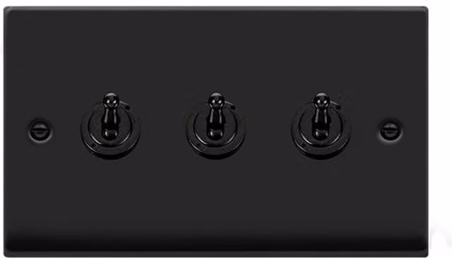 SE HOME Black 3 Gang 2 Way Flush Mount Plastic Toggle Light Switch
