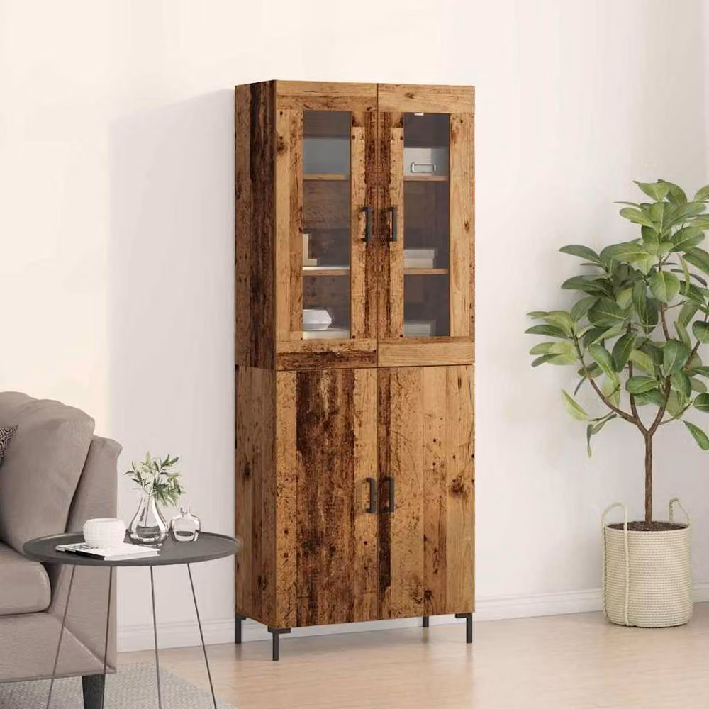Berkfield Home Sideboard and Wall Cabinet Set in Brown Old Wood Finish – 2
