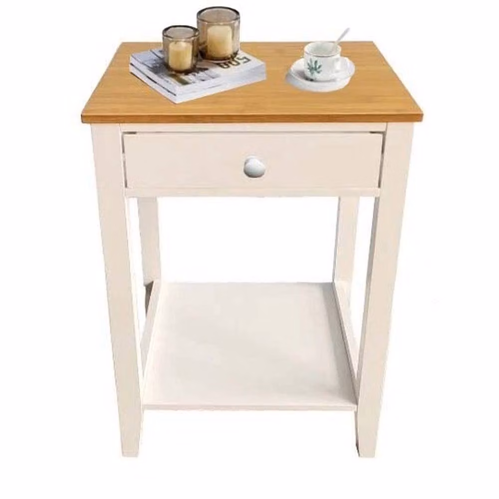EONLION White Lacquered Wooden Bedside Table and Nightstand – 2