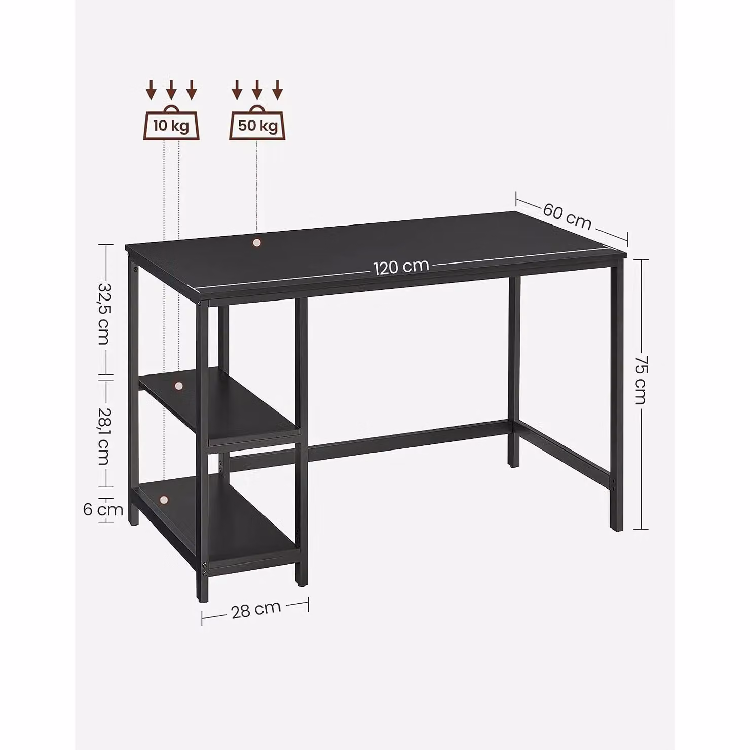 VASAGLE Modern Computer Desk in Black – 3