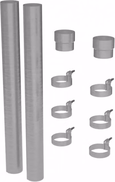 Galeco Galvanised Steel Round Socket Downpipe Kit in Silver, 100mm Diameter