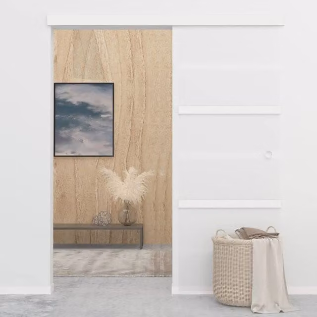 Berkfield Home Sliding Glass and Aluminium Door with Soft Stops, Silver, W: 76 cm, H: 205 cm