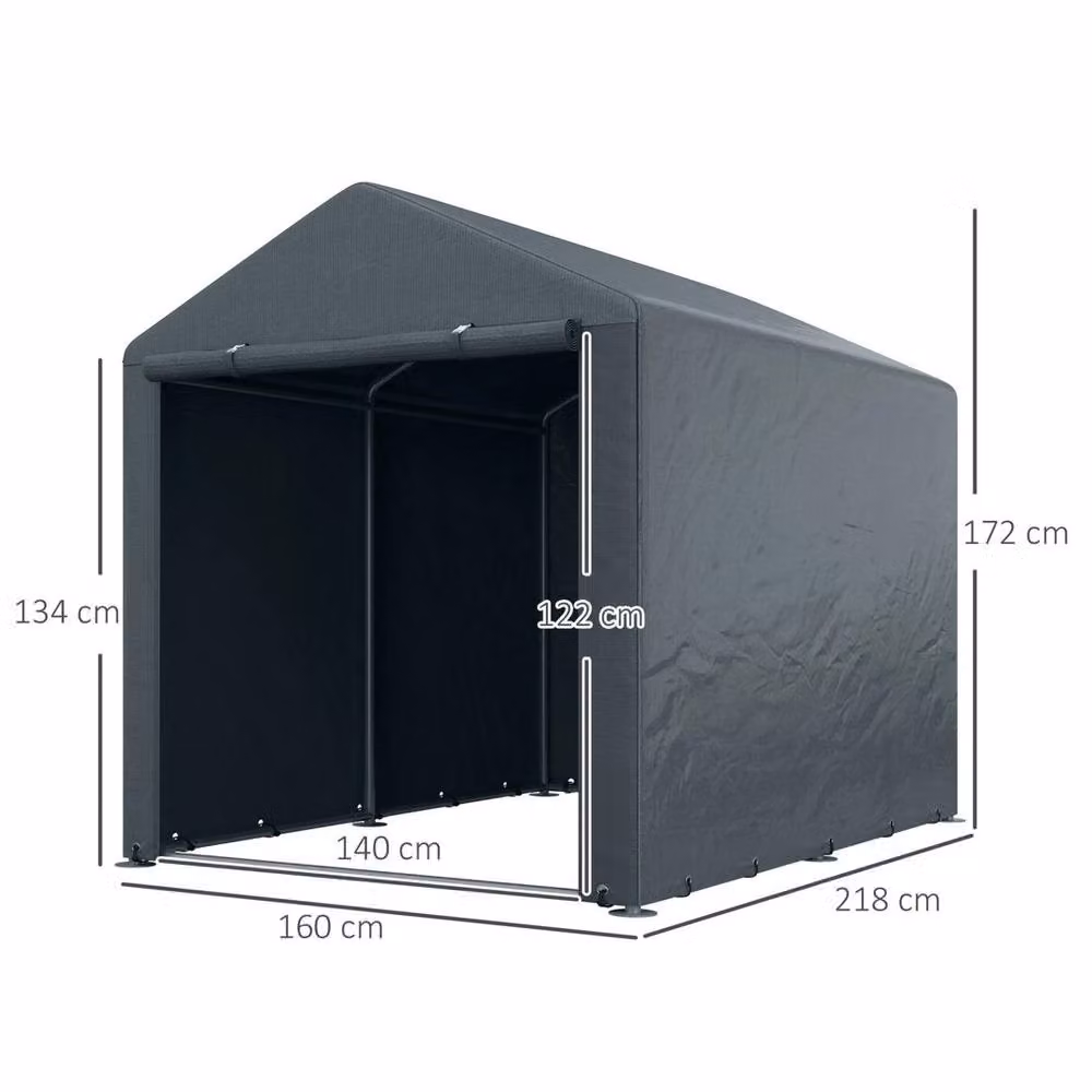 VOGREX Portable Garden Storage Shed Tent in Dark Grey, W/D/H: 220 x 160 x 172 cm – 2
