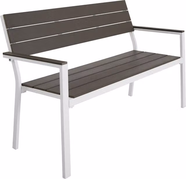 tectake 2-Seater Modern Garden Bench with Aluminium and WPC Frame in Grey and White