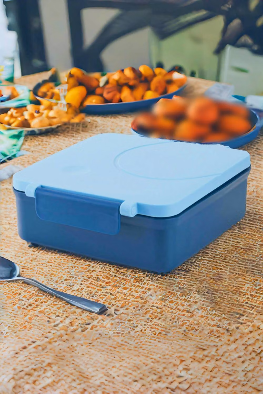 Living and Home 4-Grid Bento Lunch Box with Stainless Steel Bowl and Movable Dividers in Blue – 3