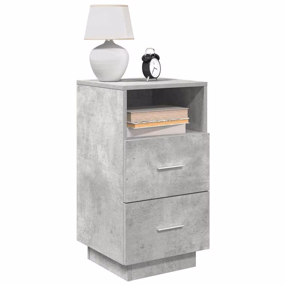 Berkfield Home Set of 2 Durable Bedside Cabinets with 2 Drawers, Concrete Grey, W/D/H: 36 x 36 x 68 cm – 1