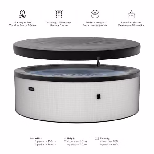 Summer Waves Wave Tahoe 4 Person Eco Foam Hot Tub in Graphite Grey with Integrated Heater and WiFi App Control – 3