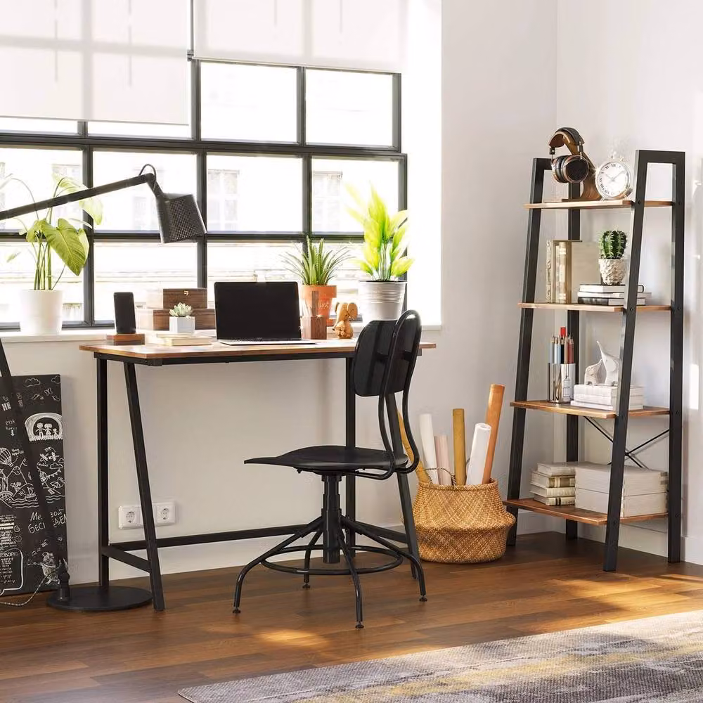 VASAGLE FORGEVIO Computer Desk in Brown, W/D/H: 100 x 50 x 75 cm – 3