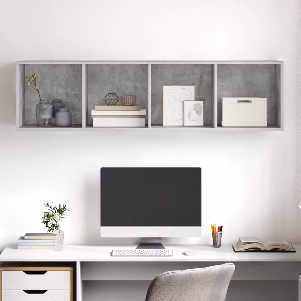 Berkfield Home Wall-mounted TV Cabinet in Concrete Grey, W/D/H: 37 x 37 x 142.5 cm – 2