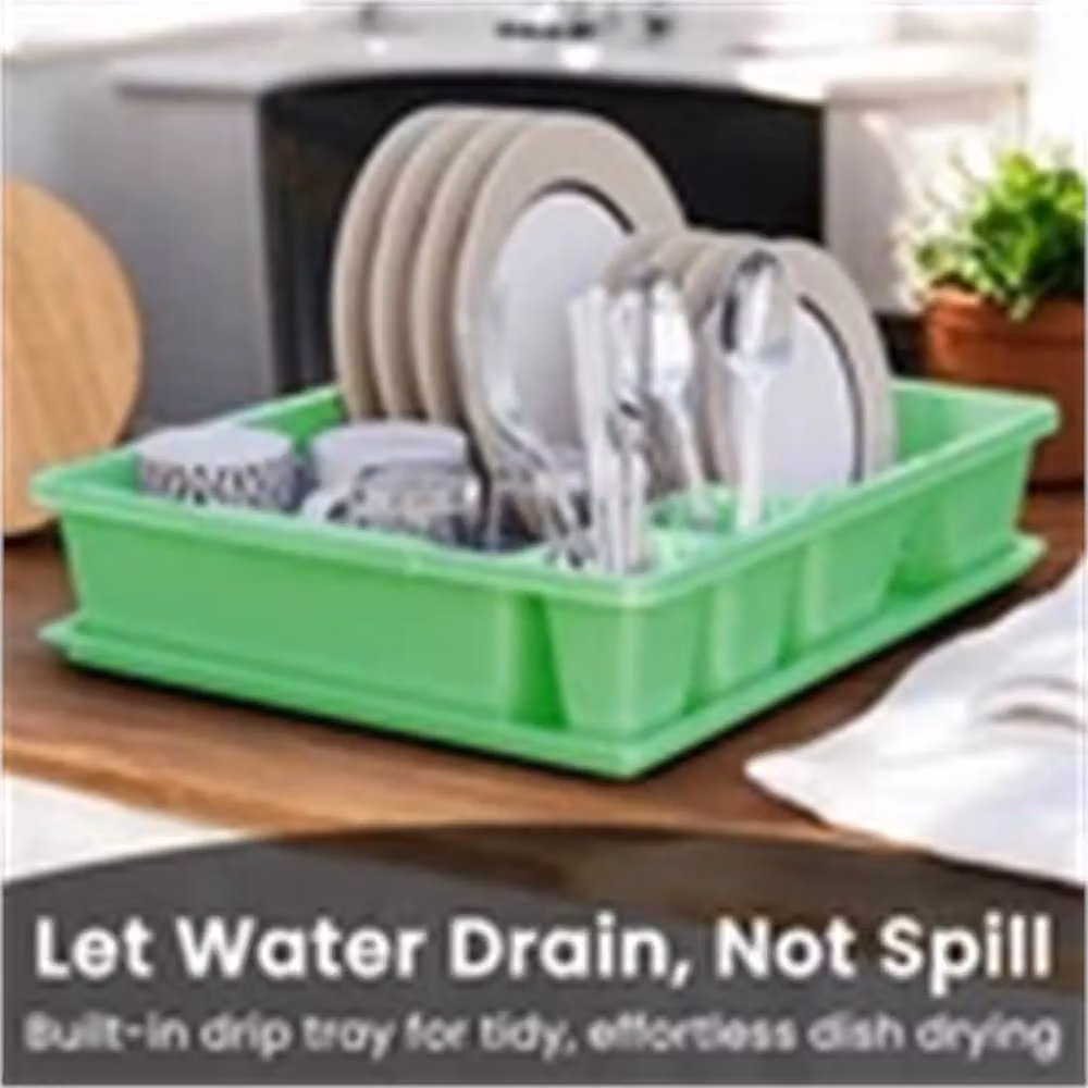 Nordara Green Kitchen Sink Dish Drainer with Drip Tray in Light Green, W: 100 cm – 4