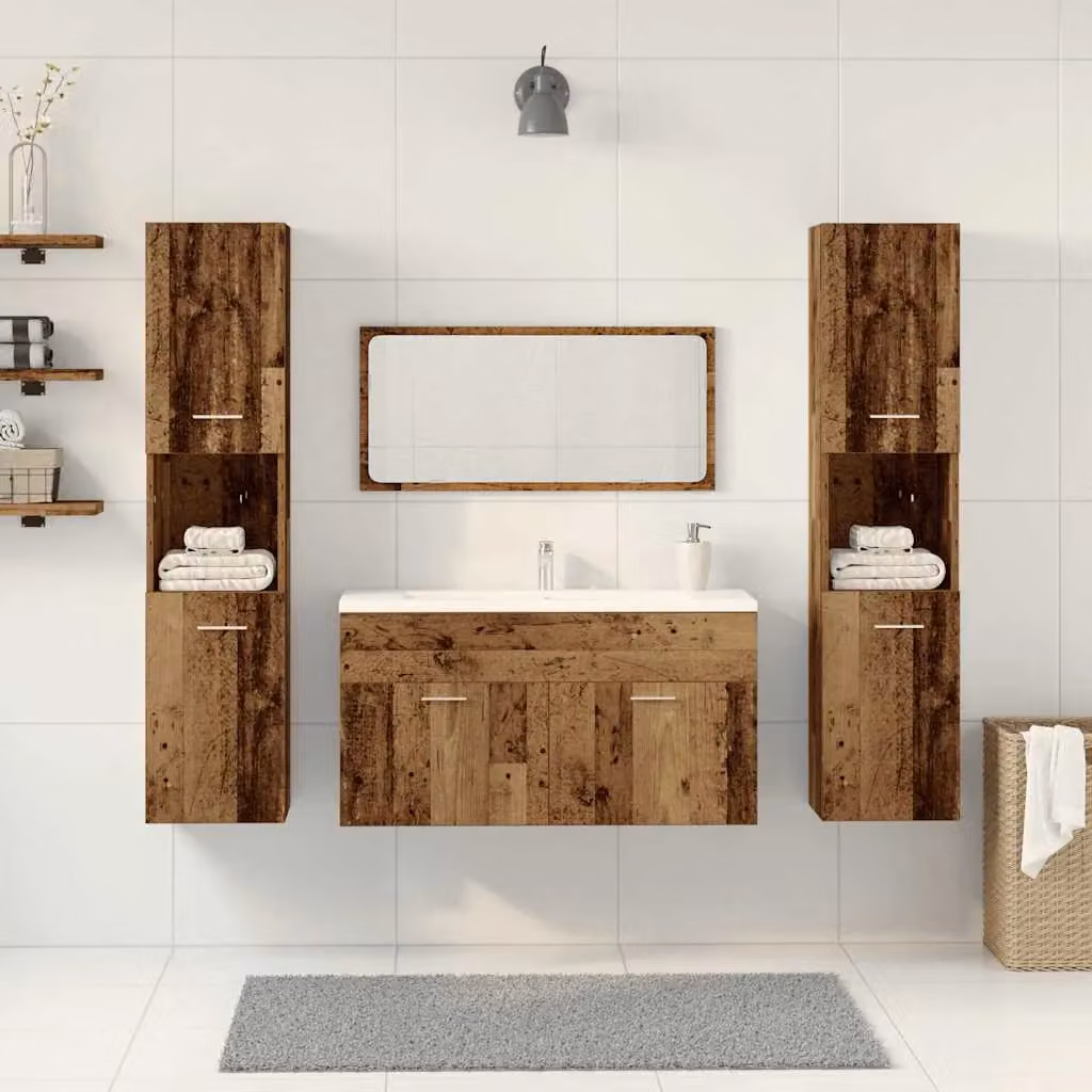 Berkfield Home 4 Piece Brown Engineered Wood Bathroom Furniture Set – 3