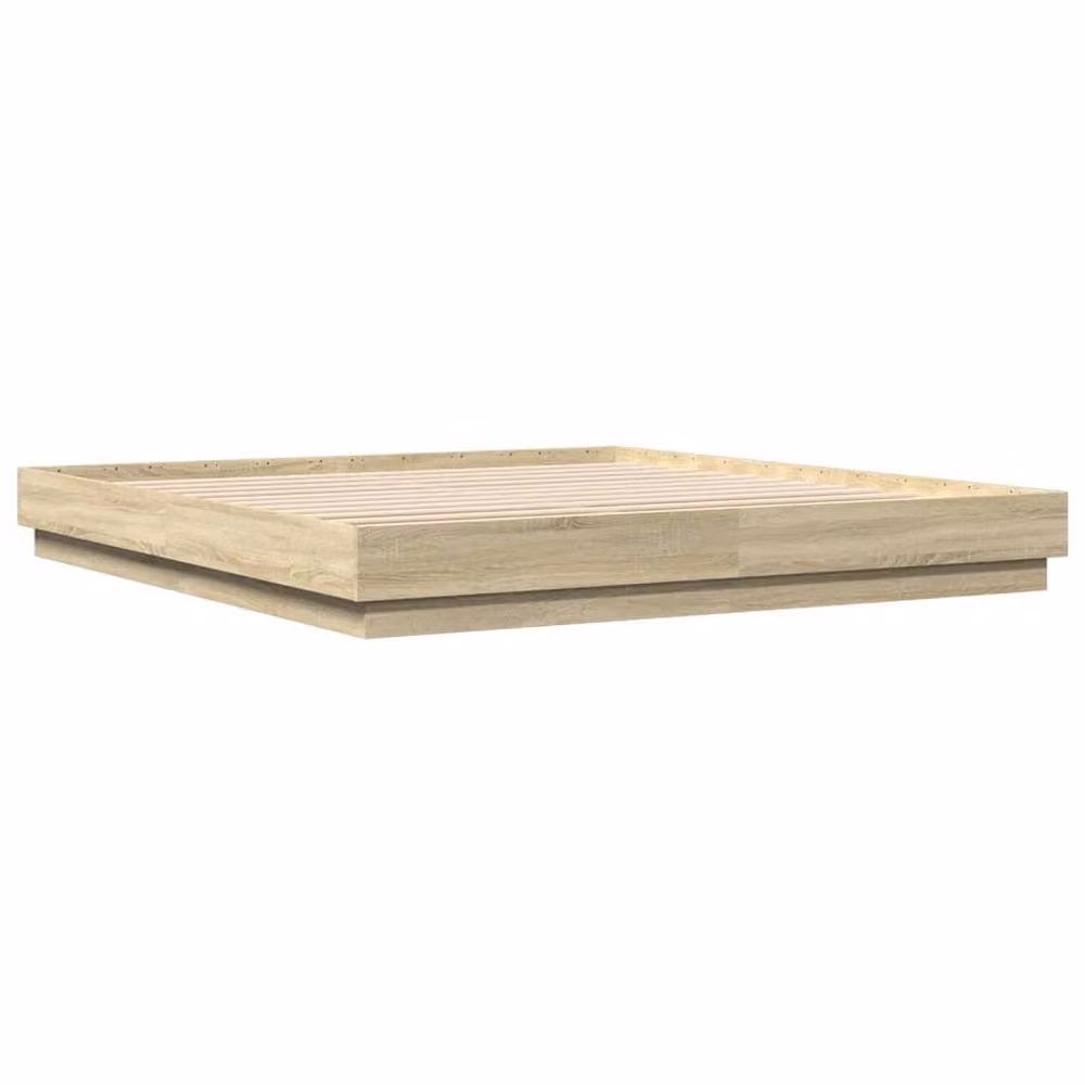 Berkfield Home Sonoma Oak Bed Frame in Beige, W/D/H: 200 x 200 cm – 3