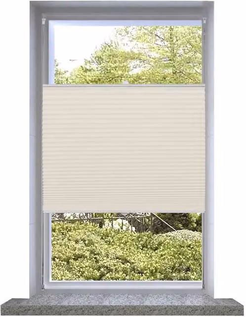 Berkfield Home Single Pleat Plisse Blind in Beige, W: 80 cm, H: 150 cm