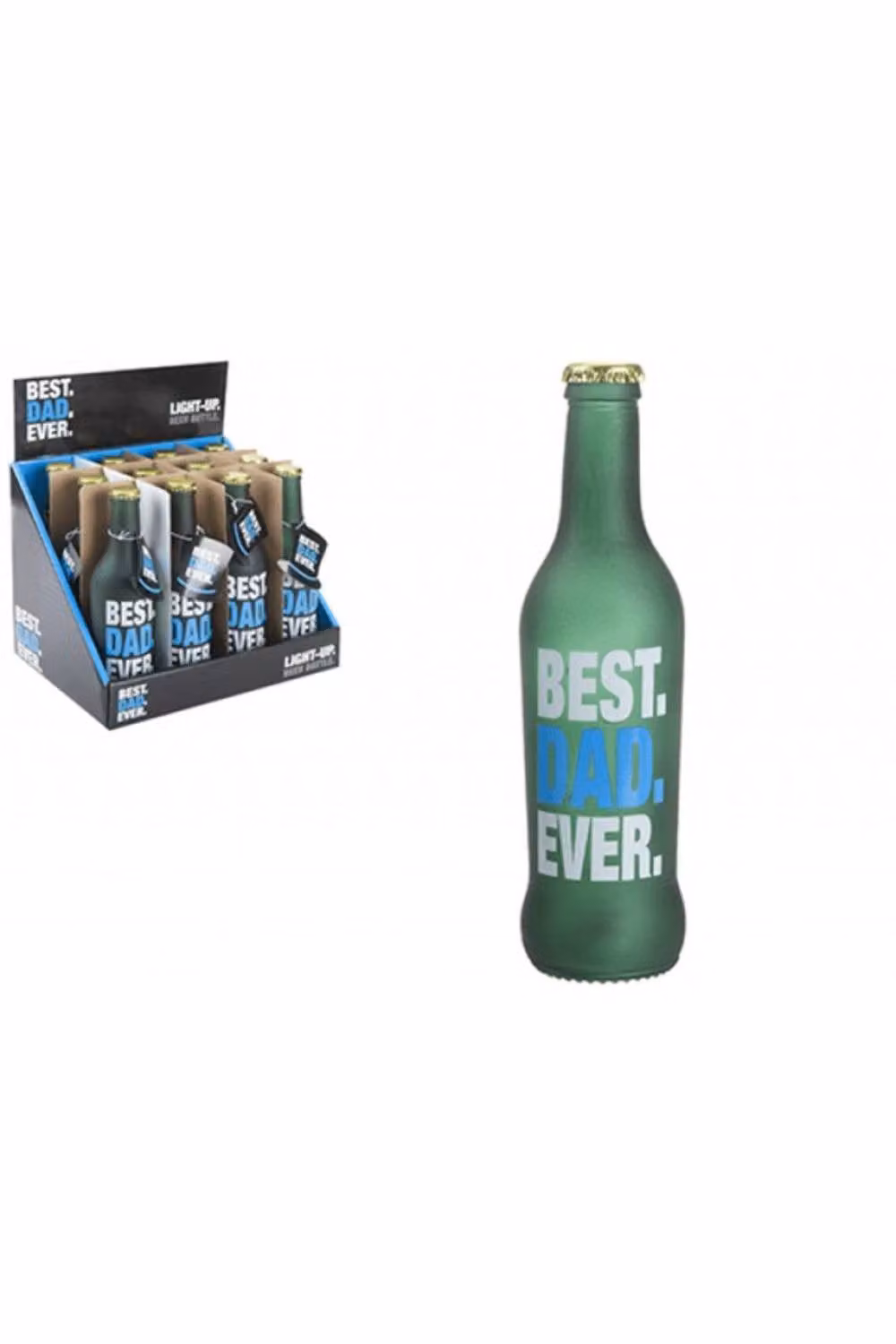 KDMD Best Dad Ever LED Light Up Beer Bottle Set, 2 Pack, Green – 2