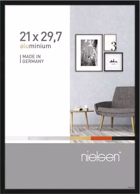 Nielsen Design Pixel A4 Single Picture Frame in Black, Metal and Glass, W: 21.0 cm, H: 29.7 cm – 1
