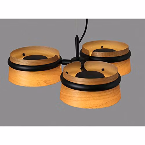 Netlighting Loop Dimmable LED 3-Light Cluster Pendant Lamp in Black and Wood – 2