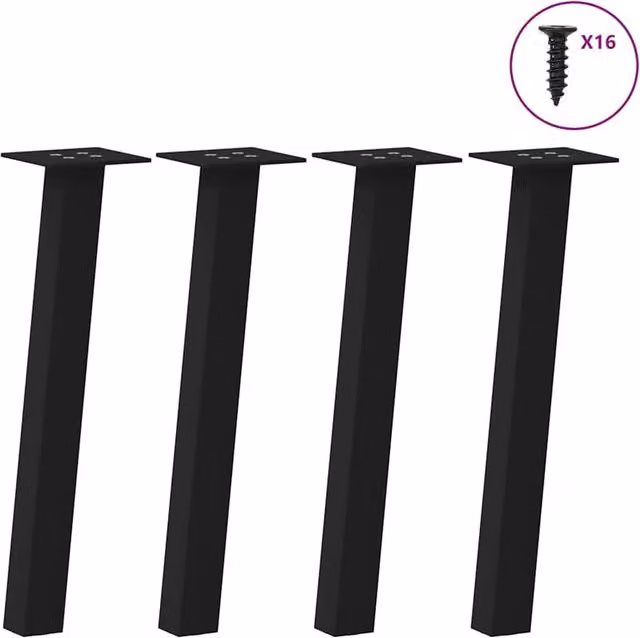 Berkfield Home Steel Coffee Table Legs, 4 Pieces, Black, Height: 42 cm