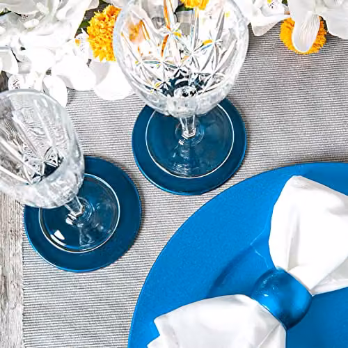 Argon Tableware Metallic Melamine Charger Plates, Blue, Diameter: 33 cm, Pack of 6 – 3